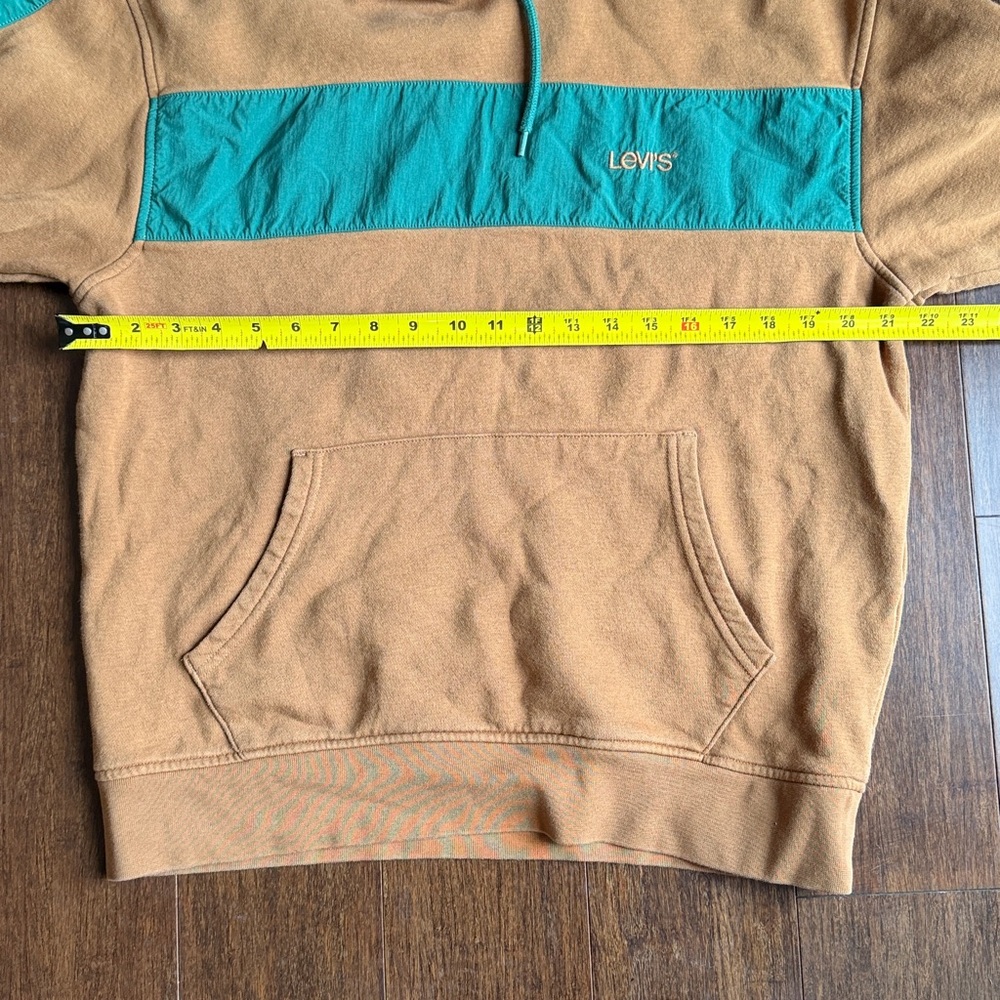 Levi’s Men’s Pullover Hoodie Brown Green Colorblock Sweatshirt Size Medium M - Picture 7 of 8